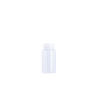 Conteneur rond en PET blanc brillant de 100 cc pour pilules et capsules, avec bouchon de sécurité pour enfants, flacons vides