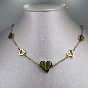 Collar con Colgante de Corazón Chapado en Oro, Diseño Elegante con Cadena de Eslabones, Aleación de Zinc CL70032 - Product Image 1