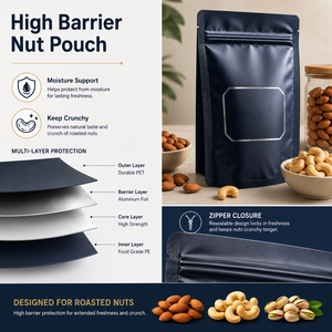 Bolsas de Embalaje para Frutos Secos Tostados, Bolsa Personalizada de Alta Barrera con Cierre Vertical para <span class=keywords><strong>Almendras</strong></span>, Anacardos, Cacahuetes, Venta al Por Mayor - Product Image 2