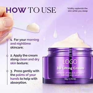 Crema Facial Antienvejecimiento Orgánica OEM de 50 ml, Antiarrugas y Nutritiva con Glicerina, Té Verde, <span class=keywords><strong>Aloe</strong></span> <span class=keywords><strong>Vera</strong></span>, Niacinamida y Aceite de Jojoba - Product Image 3