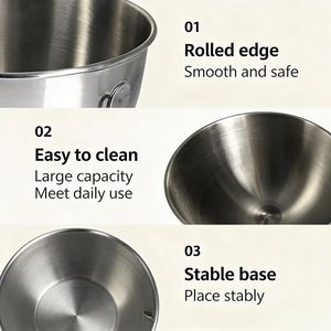 Bol en acier inoxydable épaissi pour robot culinaire KitchenAid 6QT avec poignée, accessoires pour machine de cuisson suspendue, applicable à l'exportation - Product Image 3
