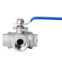 Mini vanne à boisseau sphérique en acier inoxydable 3 voies, filetage femelle NPT BSP, commande manuelle à 90 degrés, vanne de régulation pour pipeline d'instrumentation