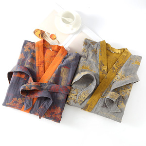 Haute qualité chemise de nuit 100% coton léger respirant Jacquard pyjamas luxe Kimono à lacets chemise de nuit printemps été peignoir - Product Image 6