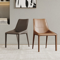 Chaise de salle à manger en cuir de designer avec dossier, design minimaliste, style luxe léger, pour maison, hôtel, petit appartement, salon