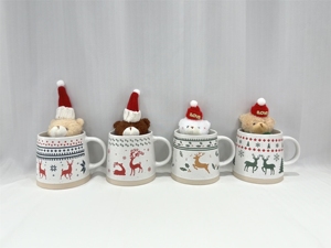 Christmas Reindeer Pattern Vintage Stoneware Ceramic Eco-friendly Dishwasher & Microwave Safe Customizable Colors Coffee Mug - Product Image 6