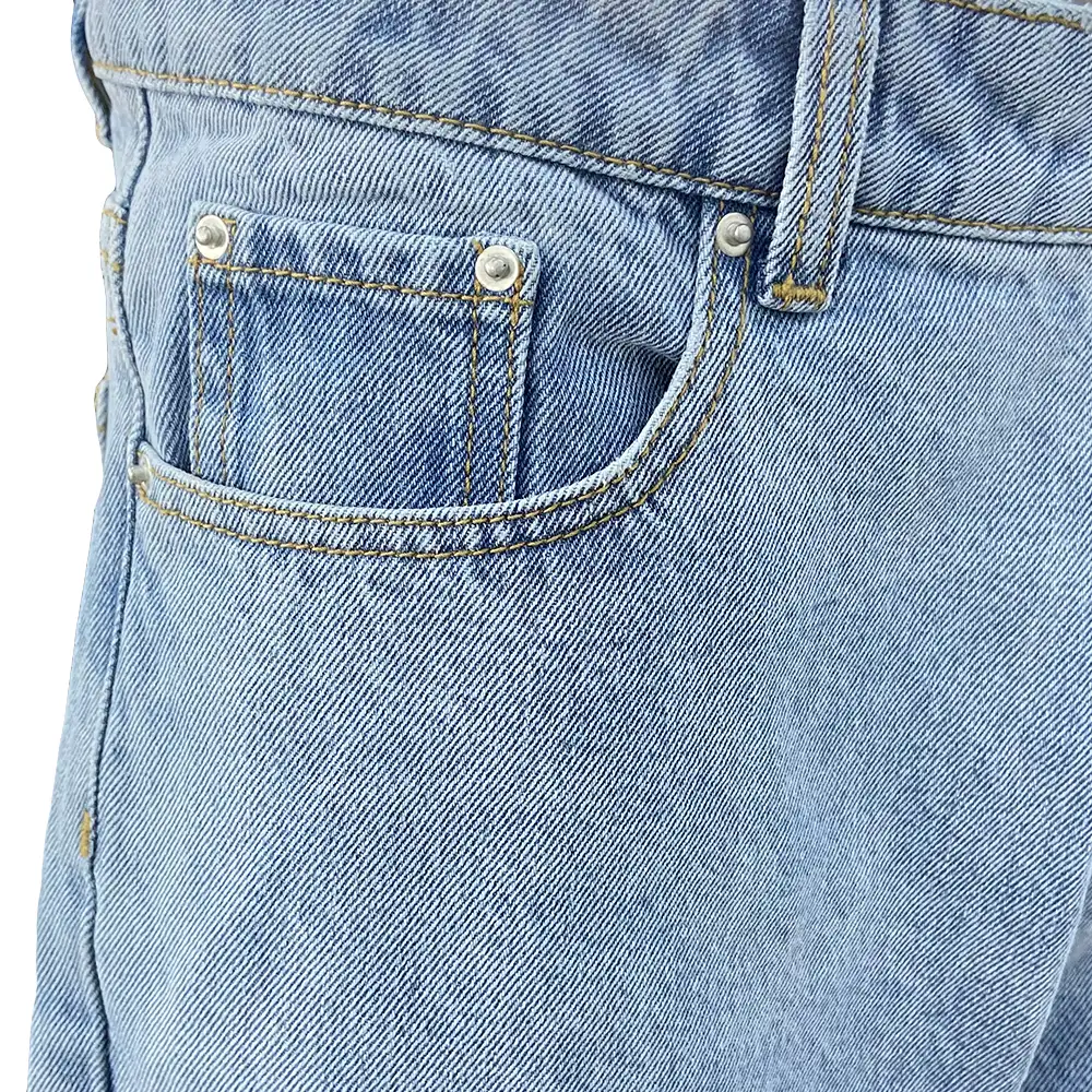 Custom Europese Loose Fit Blanco Wassen Jeans Mannelijke Vrouwelijke Wijde Pijpen Denim Broek Midden Taille Rechte Baggy Skate Jeans Broek voor Mannen