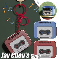 Mini enregistreur cassette rétro vintage créatif, porte-clés musical, mini lecteur mignon, souvenir, porte-clés, cadeau de Noël pour couple et amis