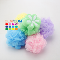 Logo personnalisé Microfibre Body Scrubber Multicolore Bain Douche Pouf bain éponge boule