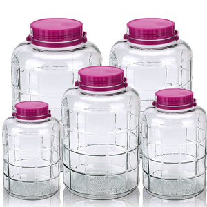 Conteneur en verre à large ouverture de 5 gallons pour cornichons, grand carboy en verre, fermenteur pour brassage maison, vin rouge, vin de prune avec couvercle à poignée - Product Image 4
