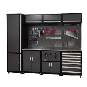 Metal Customized Garage And Workshop Iron Tool Cabinet Combination Workbench For Auto Work station