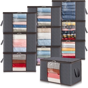 Caja de almacenamiento organizadora de ropa de armario para contenedores de almacenamiento con asas caja de almacenamiento de edredón tela gruesa plegable - Product Image 3