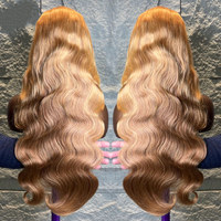 Fournisseur de produits capillaires de beauté en vogue sur Alibaba # Perruques en cheveux humains brésiliens blonds 27/613 de 32 pouces avec dentelle frontale HD 13x6 pour femmes