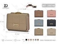 Portafoglio da donna a tre ante con clip, di piccole dimensioni, design a tinta unita - Product Image 1