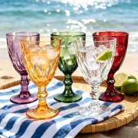 Gobelet à vin en plastique transparent bleu vintage, jetable, pour événements et fêtes, style rétro, idéal pour les fournitures de verres.