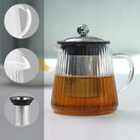 Théière en verre avec infuseur, théière en borosilicate, filtre en acier inoxydable, résistante à la chaleur, bouilloire à thé en vrac