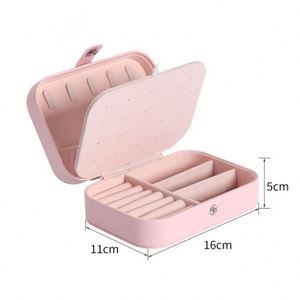 Estuche de Viaje Pequeño de Piel Sintética para Joyas, Doble Capa, Portátil, Mini, para Guardar Aretes y Anillos, para Mujeres y Niñas - Product Image 3