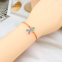 Bracelet ajustable en alliage, motif ruban rose, pour la prévention du suicide et du cancer du sein, classique et tendance, avec logo personnalisé