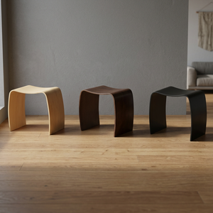 Banc ottoman moderne et durable en bois courbé avec housse amovible pour salon, chambre et appartement - Product Image 2