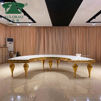 Table de mariage luxueuse en acier inoxydable en forme de demi-lune avec led