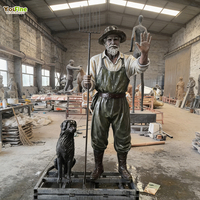 Célèbre statue en bronze personnalisée du Pêcheur et du Chien, technique de moulage
