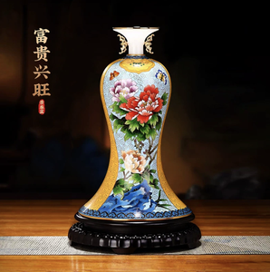 Luxe artisanal cloisonné émail cuivre Vase artistique décoratif maison ornement exquis Style chinois pékin fleur navire - Product Image 3