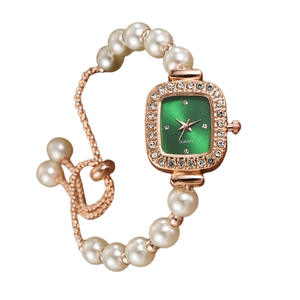 Nouvelle montre numérique de luxe pour femme, bracelet réglable, ornée de perles et de diamants, forme ovale, style sportif, cadeau - Product Image 5