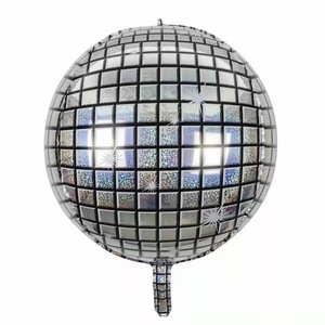 Fournitures <span class=keywords><strong>de</strong></span> fête <span class=keywords><strong>de</strong></span> danse Disco 80s décorations 4D métallisé or argent ballons Disco 22 pouces ballon en aluminium ballon miroir métallique - Product Image 1