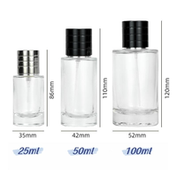 Flacon de parfum en verre transparent vide de 25 ml, 50 ml, 100 ml avec bouchon magnétique