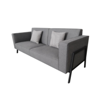 Canapé double moderne pour hôtel commercial, meuble de maison, villa, tissu gris rembourré, canapé 2 places avec pieds en métal