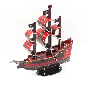 Menyesuaikan Kapal Bajak Laut Model 3D Teka-teki Kertas Hot Sale Mainan Diy Pendidikan Mainan Mewah Corsair Jigsaw Puzzle