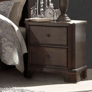 Mesa de Noche para Dormitorio con 2 Cajones y Perilla Redonda, Mueble de Almacenamiento Clásico y Formal, Mesita de Noche Tradicional de Madera Oscura - Product Image 4