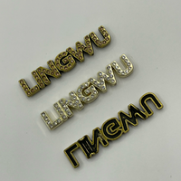 Étiquettes métalliques personnalisées LINGWU en strass anti-corrosion écologiques, avec logo complet en lettres, vente en gros pour vêtements, sous-vêtements, sacs, casquettes