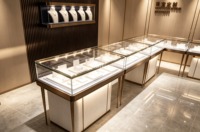 Plateforme d'exposition incurvée en pierre de luxe sur mesure avec dôme en verre pour vitrine de parfums et bijoux pour les boutiques de détail