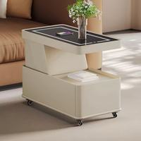 Nouvelle table à thé en verre intelligent avec armoire, mobile, rotative, rechargeable, multifonctionnelle, de haute qualité, simple et moderne, pour la maison