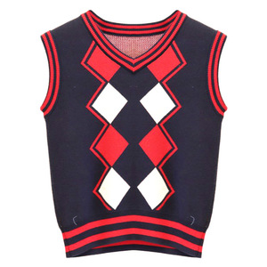 Grande demande Vente en gros Uniforme pour l'école primaire Gilet <span class=keywords><strong>Pull</strong></span> sans manches Chandail tricoté Gilet pour garçons - Product Image 4