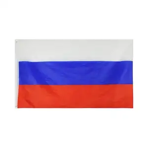 Custom Logo Polyester Rusland Vlag Zeefdruk Wit Blauw Rood Banner Ontwerp Nationale Land 3X5 Vlag Van rusland