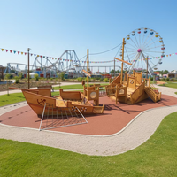 KAILANG Bateau pirate en bois pour enfants, équipement de parc d'aventure extérieur, capacité 1000 kg, 8-16 enfants