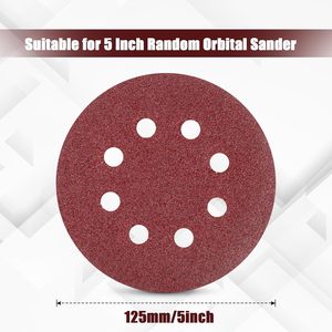 Disque de ponçage auto-agrippant en oxyde d'aluminium grain 120, 125 mm (5 pouces), 8 trous, rond, pour le polissage de meubles - Product Image 2