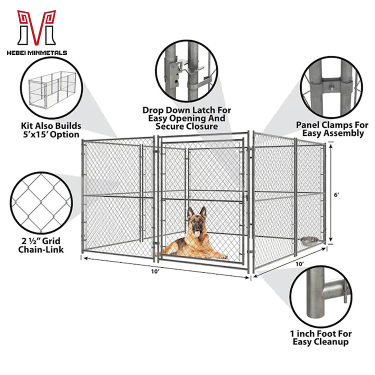 Easy Install Galvanized Welded Design Metal Steel Pet Cage Pet Dog Crate Kennel With Any Size Custom