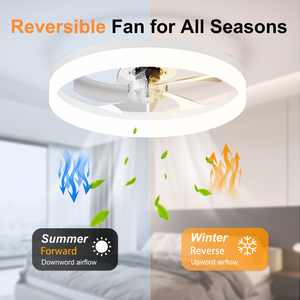 19.7'' LED <b>Ceiling</b> <b>Fan</b> Light 6 Speed Reversible APP <b>Remote</b> <b>Control</b> Flush Mount WHITE Fandelier for Bedroom - Product Image 4