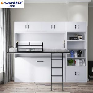 Lit escamotable invisible Space Magician avec mécanisme <span class=keywords><strong>de</strong></span> levage, cadre en bois, design moderne pour auberge et dortoir - Tailles : Double/Queen/King/Twin - Product Image 6