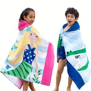 Poncho à capuche imprimé sport pour filles, serviette à séchage rapide pour le bain et la plage, tissé moderne toutes saisons pour enfants - Product Image 1