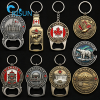 Cadeaux souvenirs de voyage personnalisés Canada : Aimant drapeau canadien, pièce de monnaie de collection, décapsuleur, porte-clés