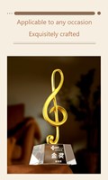 Trophée de lauréat de concours de chant et de piano, notes de cristal, trophée d'honneur, cadeau de récompense, médaille en métal avec notes