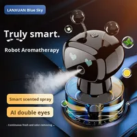 Diffuseur de parfum ultrasonique LED Pixel Expression AI pour voiture, rechargeable, ornement aromatique pour tableau de bord, démarrage et arrêt automatiques