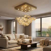 Lustre suspendu moderne sur mesure en verre et cristal de luxe, grand décor en pierre ambrée pour salon, hôtel, villa, maison, escalier