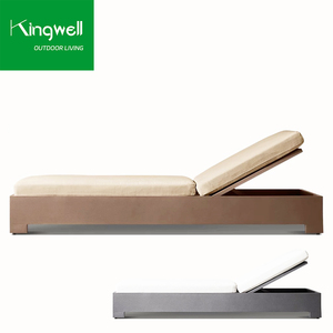 مجموعات كراسي الاستلقاء الحديثة مزدوجة حمام سباحة فيلا كراسي استلقاء للشاطئ والحديقة سرير نهاري أثاث شرفة الألومنيوم المواد المعدنية - Product Image 2