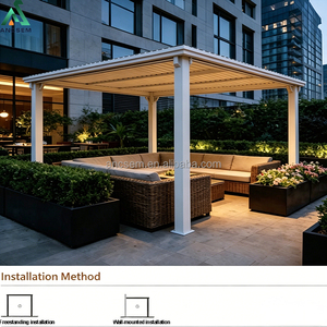 Pergola en aluminium ANCSEM économique, résistante aux intempéries, avec toit plat, gouttière optionnelle, mur rideau, murale ou autoportante, pour patio et <span class=keywords><strong>jardin</strong></span> - Product Image 2