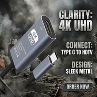 Adaptateur Type C vers HDTV 4K/30Hz, câble USB C vers HDTV pour sortie vidéo Ultra HD et mise en miroir de l'écran