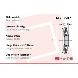 Rail télescopique HAZ3507 à extension complète - Product Image 2